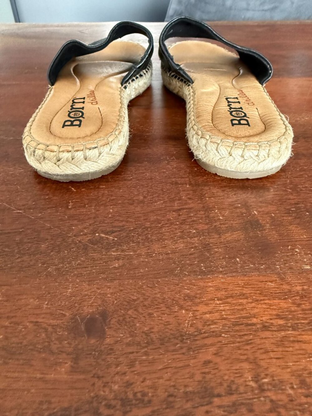 Born drias Black Leather Espadrille Slide Sandals Women’s Size 7 - Picture 4 of 13